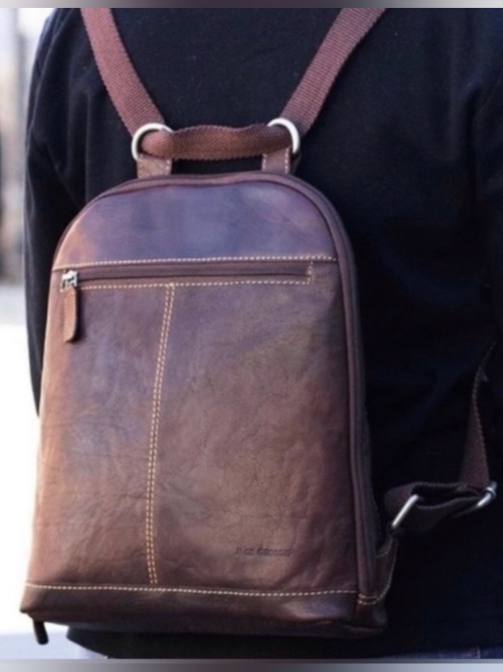 NEW w/o Tag Jack George Voyager Convertible Leather Crossbody Bag Backpack